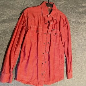 Coral Colored Rafter C Pearl Snap